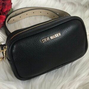 NWT STEVE MADDEN CROSSBODY & FANNY PACK BLACK BAG ON A BELT
